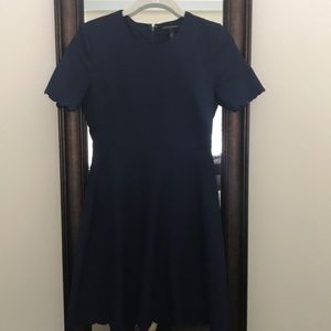 Banana Republic navy scallop sleeve dress